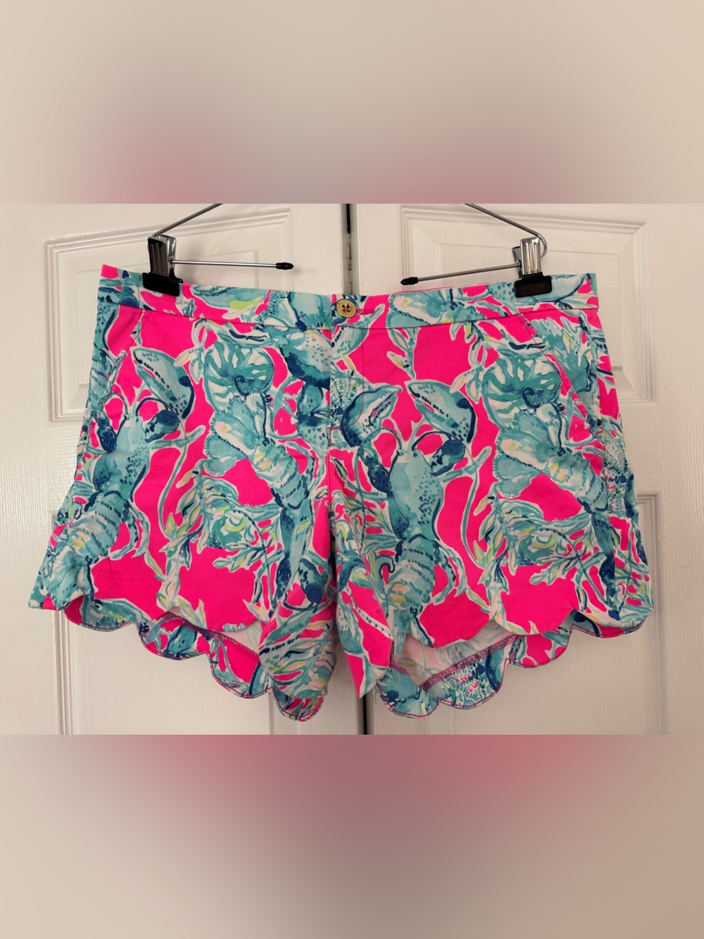Lilly Pulitzer Hot Pink Scalloped Hem Lobster-Print Skort